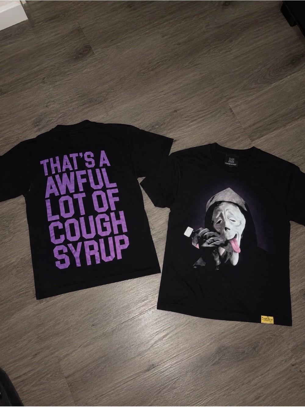 Kids Black Graphic T-Shirt with Purple Text